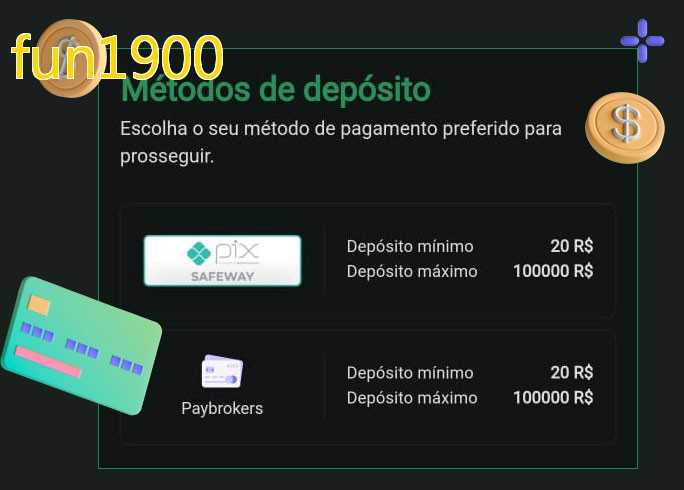 O cassino fun1900bet oferece uma grande variedade de métodos de pagamento
